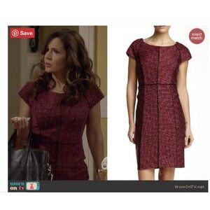 Laundry By Shelli Segal Womens 8P Seam Detail Hot Date Dress Burgundy Worn on TV